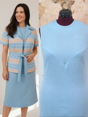 Vtg 70s belted dress & shirt set - NWT